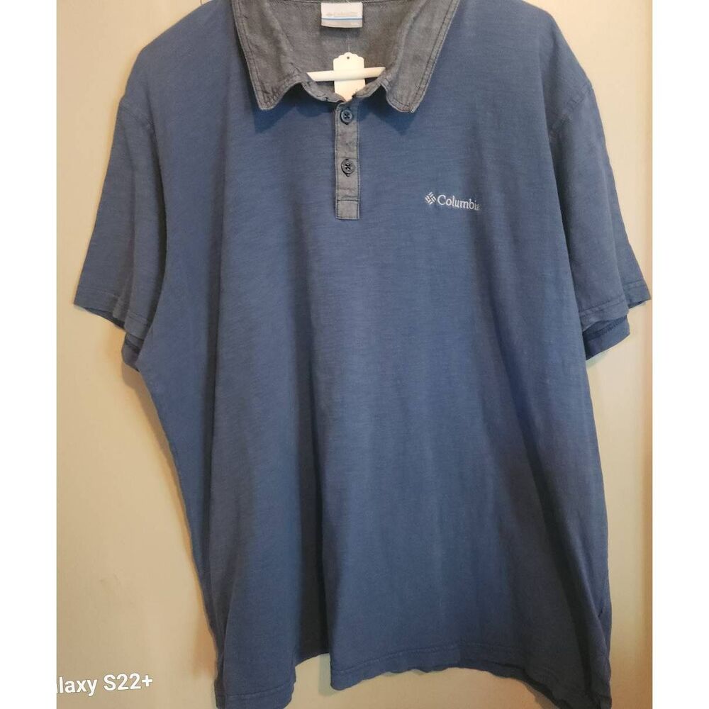 M22 Columbia blue with gray trim polo shirt - short sleeve
